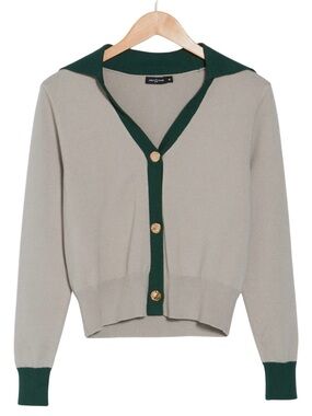 NWT Area Stars Two-Tone Gray Green Cardigan Sweater Women Medium